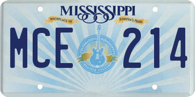 MS license plate MCE214
