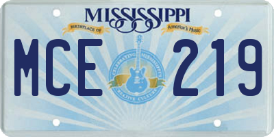 MS license plate MCE219