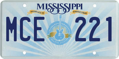 MS license plate MCE221