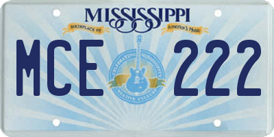 MS license plate MCE222
