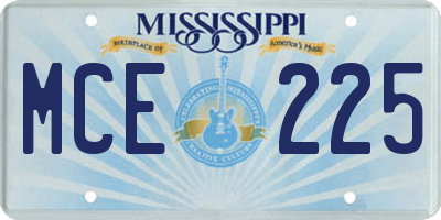 MS license plate MCE225