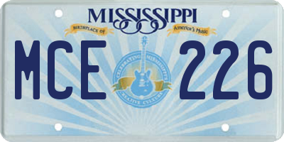 MS license plate MCE226