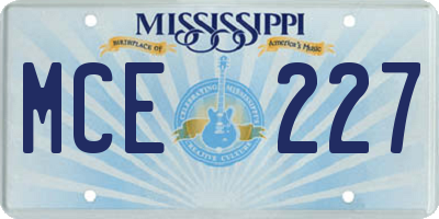 MS license plate MCE227