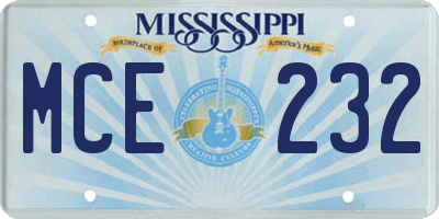 MS license plate MCE232