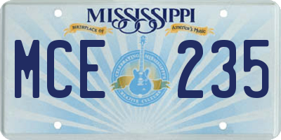 MS license plate MCE235