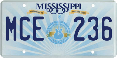 MS license plate MCE236
