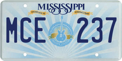MS license plate MCE237