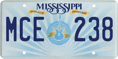 MS license plate MCE238
