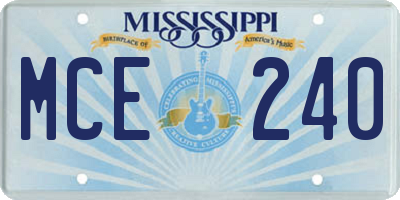 MS license plate MCE240
