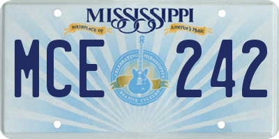 MS license plate MCE242
