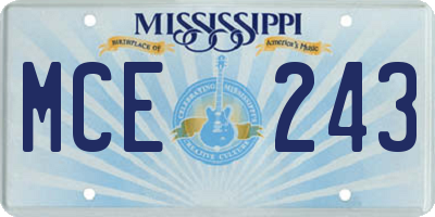 MS license plate MCE243
