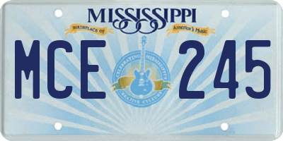 MS license plate MCE245