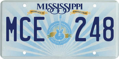 MS license plate MCE248