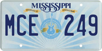 MS license plate MCE249
