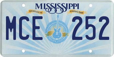 MS license plate MCE252