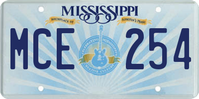 MS license plate MCE254