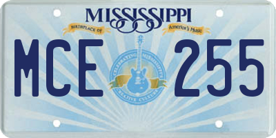 MS license plate MCE255