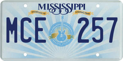 MS license plate MCE257