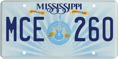 MS license plate MCE260