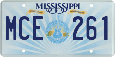 MS license plate MCE261