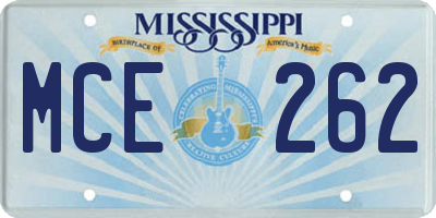 MS license plate MCE262