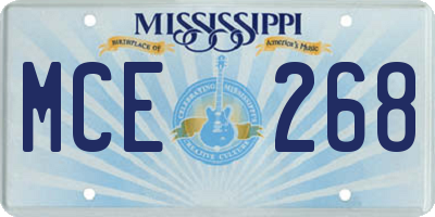 MS license plate MCE268