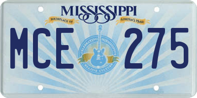 MS license plate MCE275