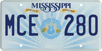 MS license plate MCE280