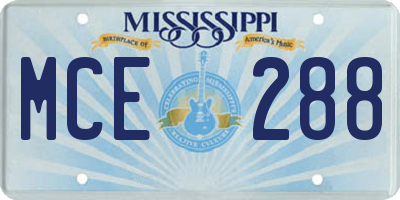 MS license plate MCE288