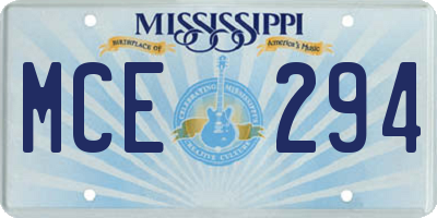 MS license plate MCE294