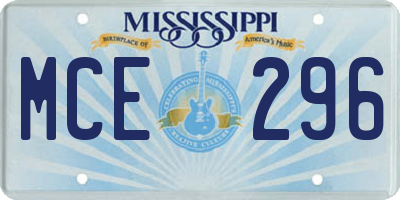 MS license plate MCE296