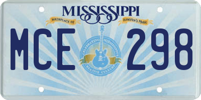 MS license plate MCE298