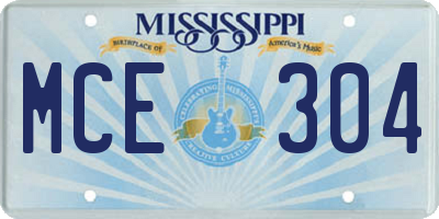 MS license plate MCE304