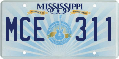 MS license plate MCE311