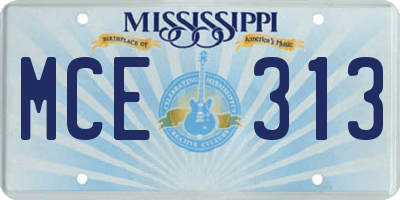 MS license plate MCE313