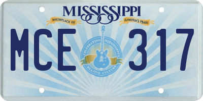 MS license plate MCE317