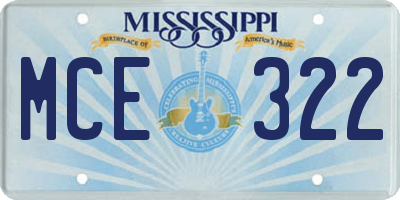 MS license plate MCE322