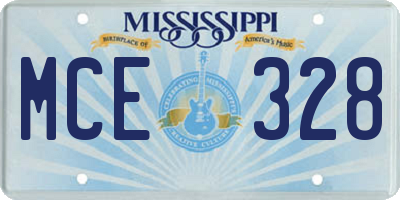 MS license plate MCE328