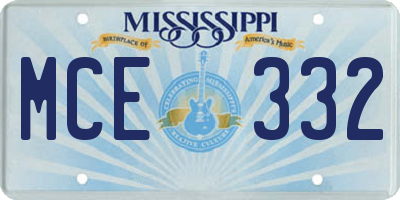MS license plate MCE332