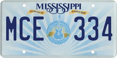 MS license plate MCE334