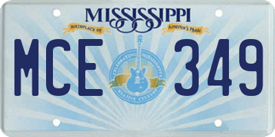 MS license plate MCE349