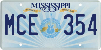 MS license plate MCE354