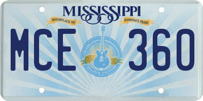 MS license plate MCE360