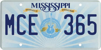 MS license plate MCE365