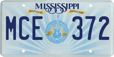 MS license plate MCE372