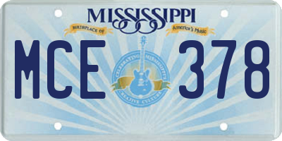 MS license plate MCE378