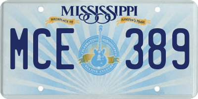 MS license plate MCE389