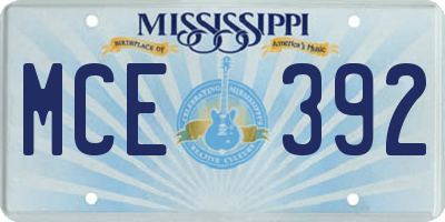 MS license plate MCE392