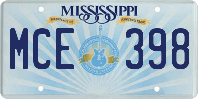 MS license plate MCE398