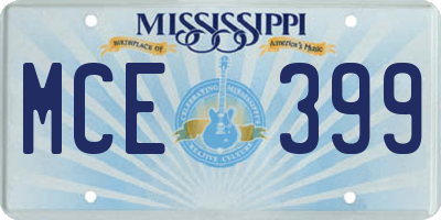 MS license plate MCE399